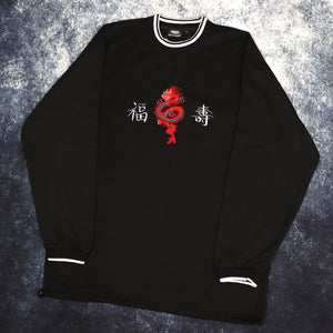 Vintage Black & White Chinese Dragon Sweatshirt | 3XL