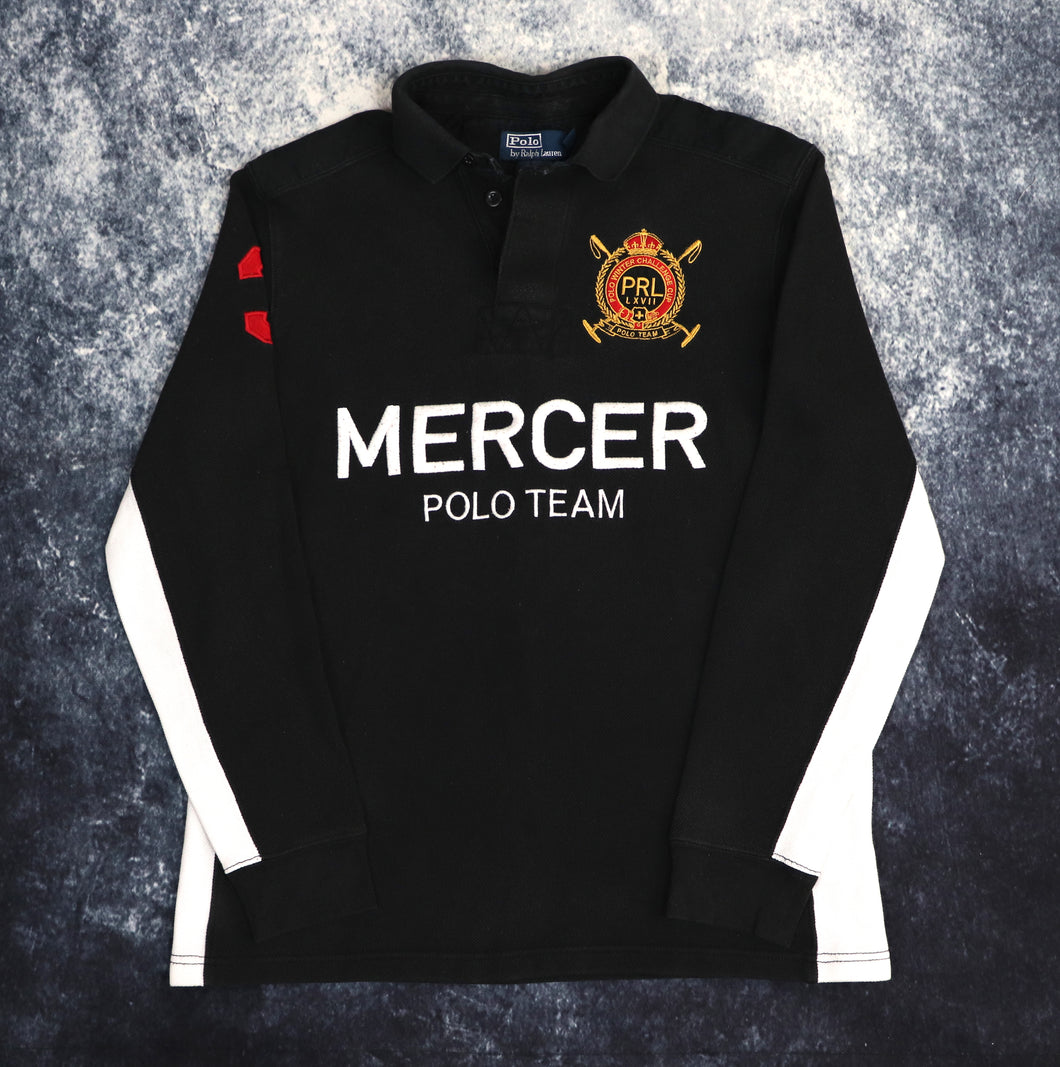Vintage Black & White Ralph Lauren Mercer Polo Team Sweatshirt | Medium
