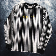 Load image into Gallery viewer, Vintage Black &amp; White Striped Guess Los Angeles Sweatshirt | Small
