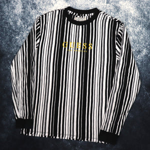 Vintage Black & White Striped Guess Los Angeles Sweatshirt | Small