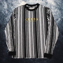 Load image into Gallery viewer, Vintage Black &amp; White Striped Guess Los Angeles Sweatshirt | Small
