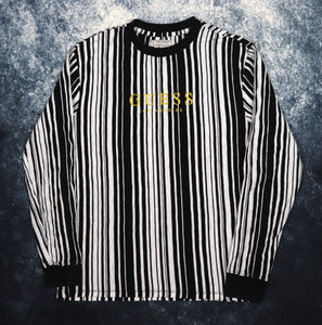 Vintage Black & White Striped Guess Los Angeles Sweatshirt | Small