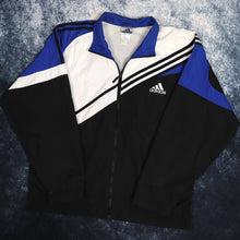 Load image into Gallery viewer, Vintage Black, White &amp; Blue Adidas Windbreaker Jacket | Large
