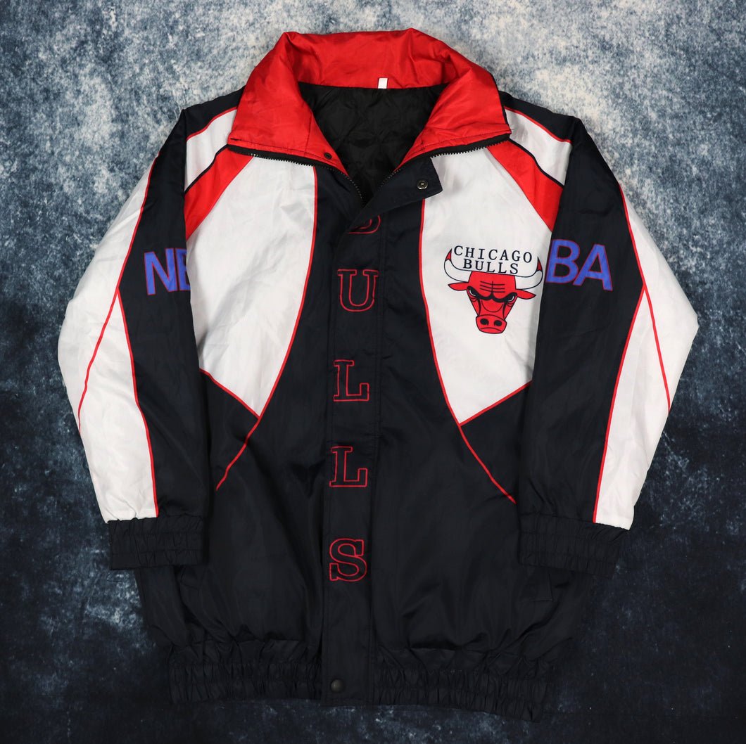 Vintage 90s Black, White & Red Chicago Bulls Windbreaker Jacket | Small