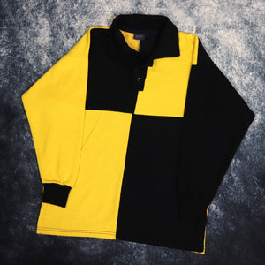 Vintage Black & Yellow Griffin England Colour Block Rugby Sweatshirt | Small