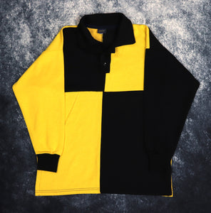 Vintage Black & Yellow Griffin England Colour Block Rugby Sweatshirt | Small