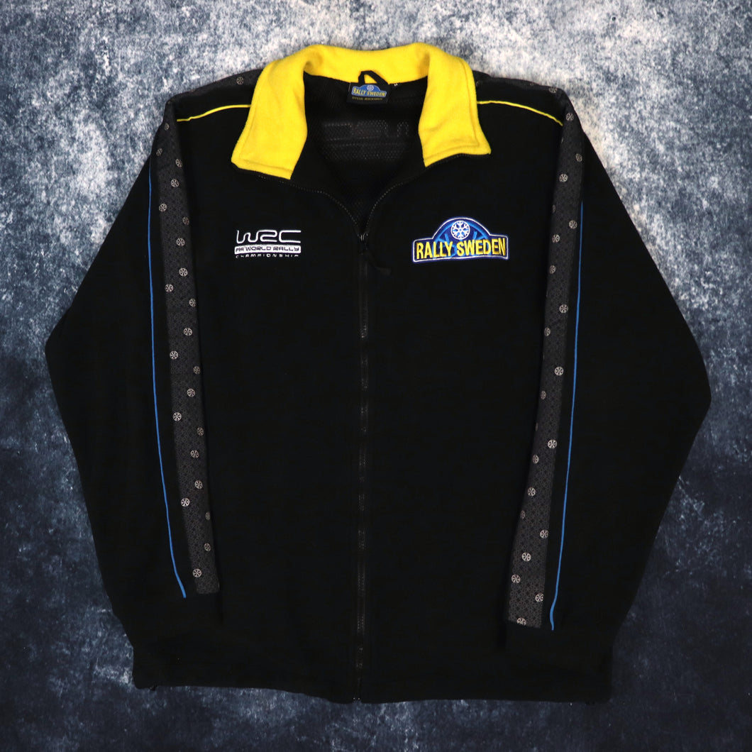 Vintage Black & Yellow World Rally Championship Sweden Fleece Jacket | Large