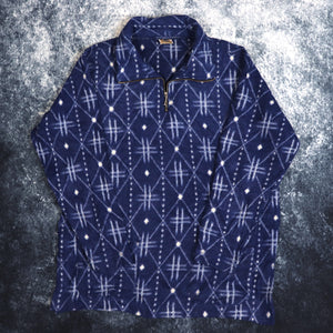 Vintage Blue Abstract 1/4 Zip Fleece Sweatshirt | Small