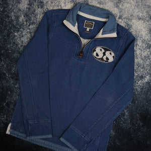 Vintage Blue Fat Face Scotland Denim 1/4 Zip Sweatshirt