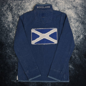 Vintage Blue Fat Face Scotland Denim 1/4 Zip Sweatshirt