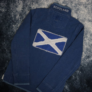 Vintage Blue Fat Face Scotland Denim 1/4 Zip Sweatshirt