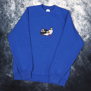 Vintage Blue Puffin Embroidered Sweatshirt | Medium