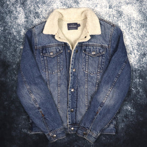 Vintage Blue Sherpa Fleece Lined Denim Jacket | Small