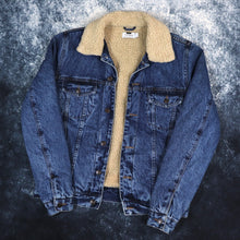 Load image into Gallery viewer, Vintage Blue Sherpa Fleece Lined Denim Trucker Jacket | XS

