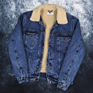 Vintage Blue Sherpa Fleece Lined Denim Trucker Jacket | XS