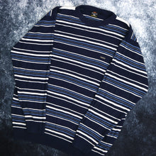 Load image into Gallery viewer, Vintage Blue, Beige &amp; Grey Striped Rapid Fire Jumper | XL
