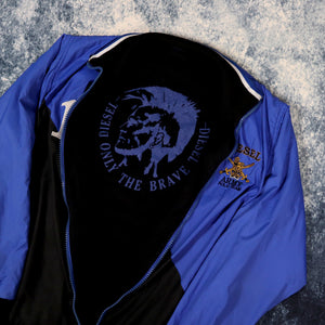 Vintage Blue & Black Diesel Army Polo Team Bomber Jacket | Large