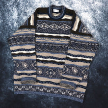 Load image into Gallery viewer, Vintage Blue, Brown &amp; Beige Coogi Style High Neck Grandad Jumper | Large

