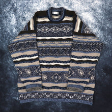 Load image into Gallery viewer, Vintage Blue, Brown &amp; Beige Coogi Style High Neck Grandad Jumper | Large
