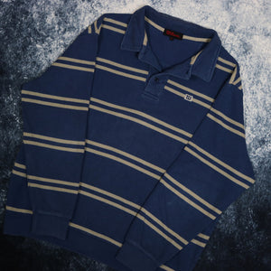 Vintage Blue & Grey Striped Wilson Collared Jumper