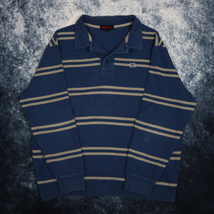 Vintage Blue & Grey Striped Wilson Collared Jumper
