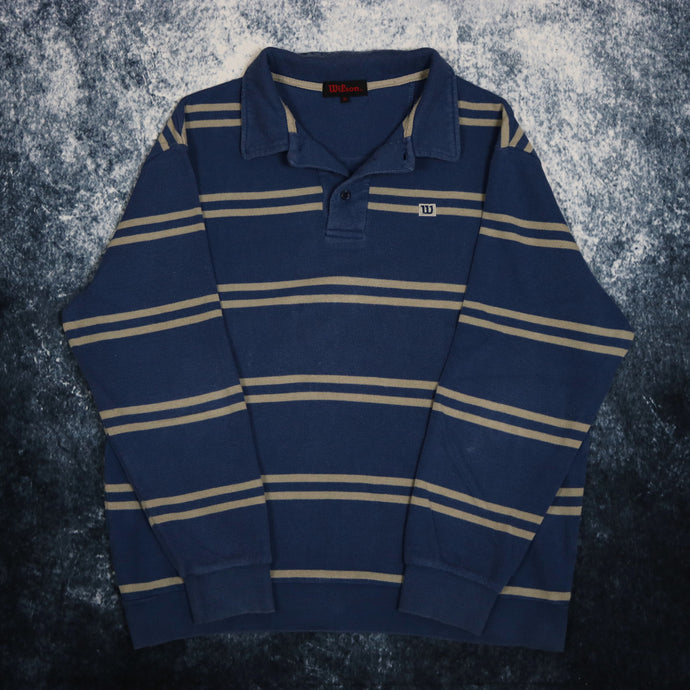 Vintage Blue & Grey Striped Wilson Collared Jumper