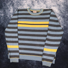 Load image into Gallery viewer, Vintage Blue, Grey &amp; Yellow Stripy Free Spirit Jumper | XXL
