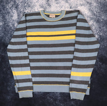 Load image into Gallery viewer, Vintage Blue, Grey &amp; Yellow Stripy Free Spirit Jumper | XXL
