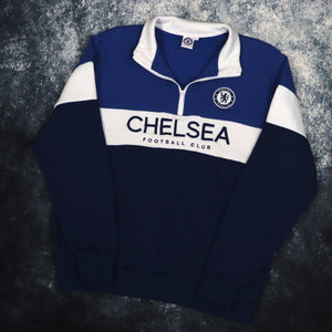 Vintage Blue & White Chelsea FC 1/4 Zip Sweatshirt | Large