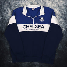 Load image into Gallery viewer, Vintage Blue &amp; White Chelsea FC 1/4 Zip Sweatshirt | Large
