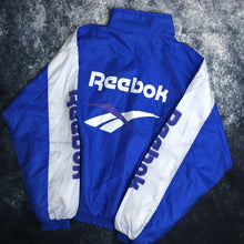 Load image into Gallery viewer, Vintage Blue &amp; White Reebok Windbreaker Jacket
