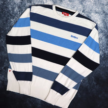 Load image into Gallery viewer, Vintage Blue &amp; White Striped Kickers Jumper | Large
