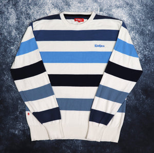 Vintage Blue & White Striped Kickers Jumper | Large