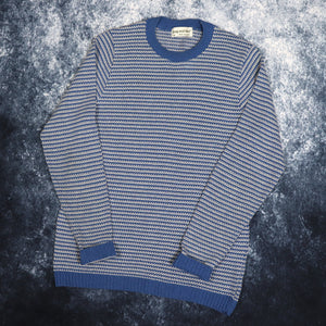 Vintage Blue & White Striped Stag And Hart Jumper | Medium