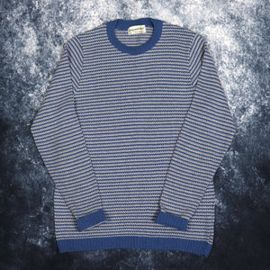 Vintage Blue & White Striped Stag And Hart Jumper | Medium