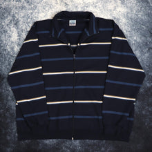 Load image into Gallery viewer, Vintage Blue, White &amp; Brown Striped Premier Man Zip Up Sweatshirt | 4XL

