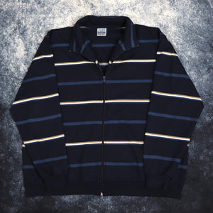 Vintage Blue, White & Brown Striped Premier Man Zip Up Sweatshirt | 4XL