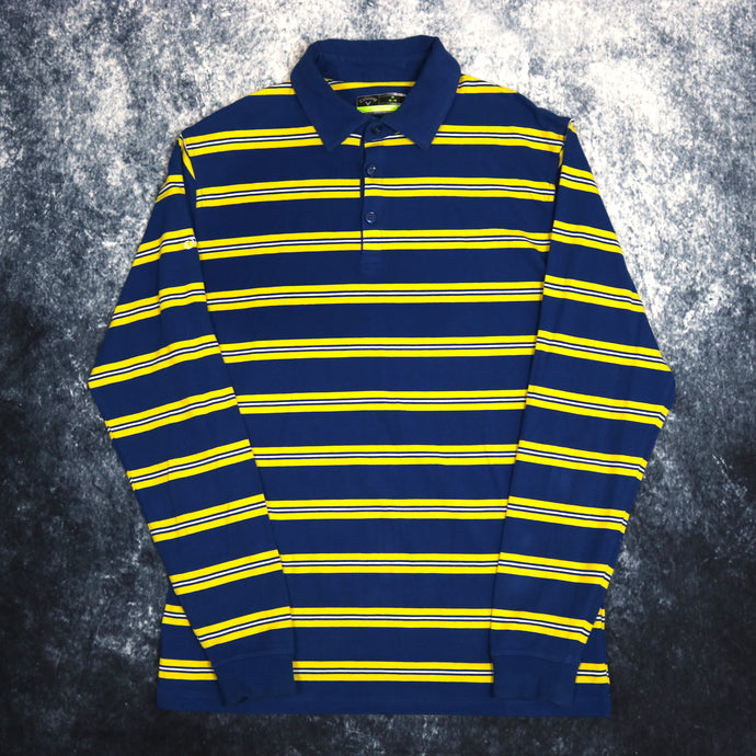 Vintage Blue, Yellow & White Striped Polo Sweatshirt