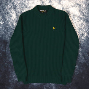 Vintage Bottle Green Lyle & Scott Ribbed Heavyweight Jumper | Small