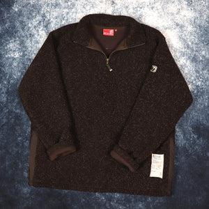 Vintage Dark Brown Animal 1/4 Zip Sherpa Fleece | XL