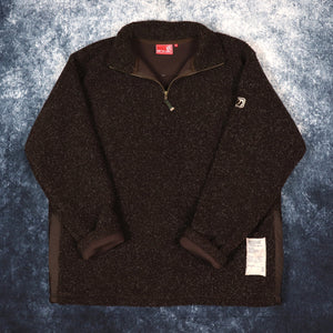 Vintage Dark Brown Animal 1/4 Zip Sherpa Fleece | XL