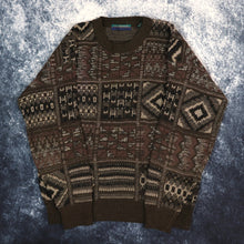 Load image into Gallery viewer, Vintage Brown Aztec Grandad Jumper | XS
