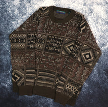 Load image into Gallery viewer, Vintage Brown Aztec Grandad Jumper | XS

