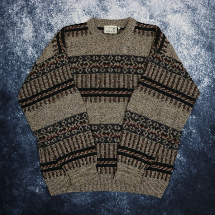 Vintage Brown Aztec Grandad Jumper