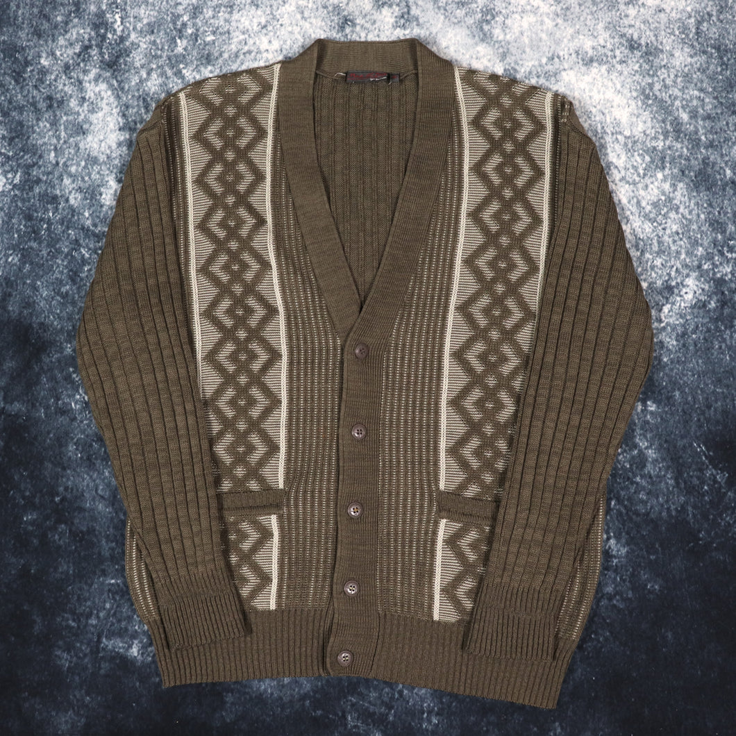 Vintage 90s Brown Button Up Grandad Jumper | XL