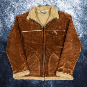 Vintage 90s Brown Kangaroo Poo Sherpa Lined Suede Jacket | Medium