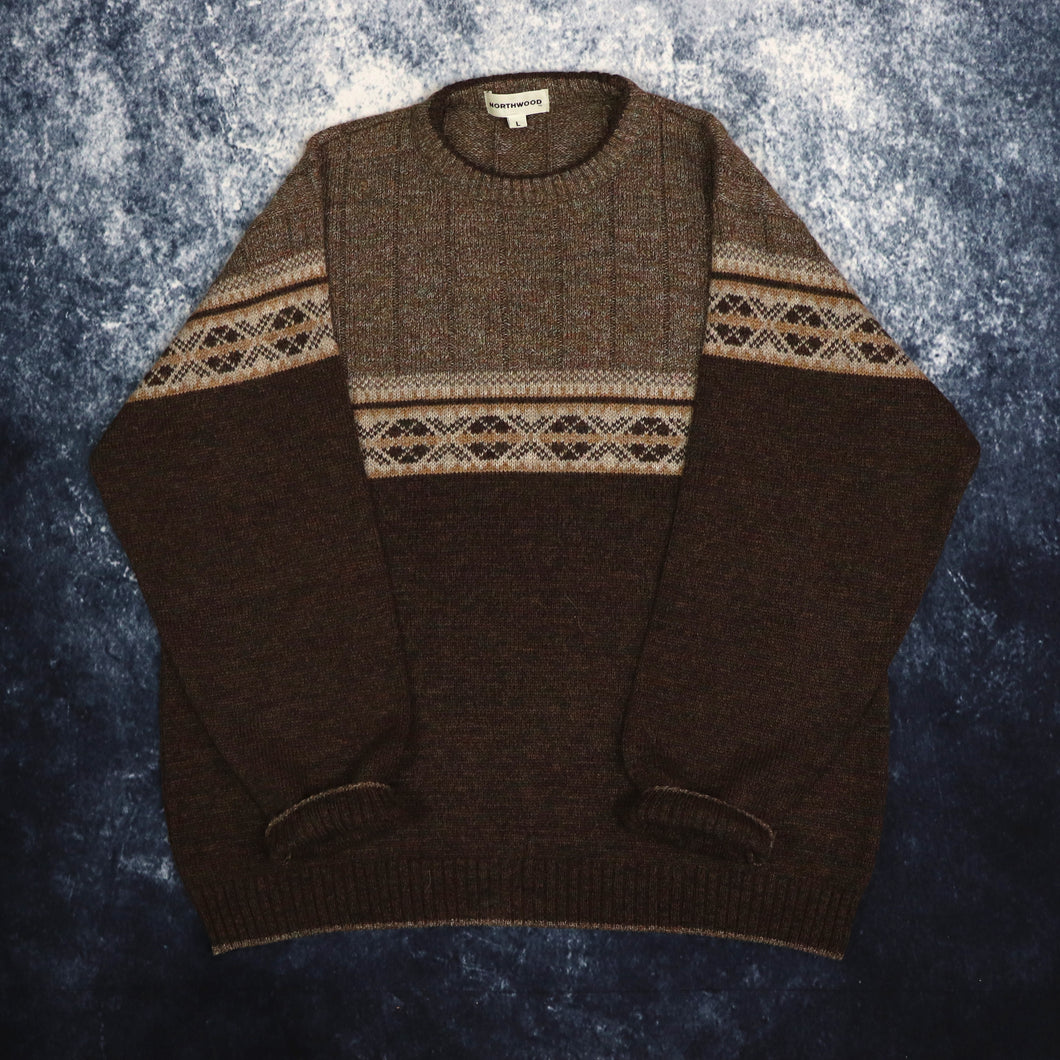 Vintage Brown Northwood Grandad Jumper | Large