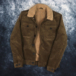 Vintage Style Brown Sherpa Lined Corduroy Trucker Jacket | Small