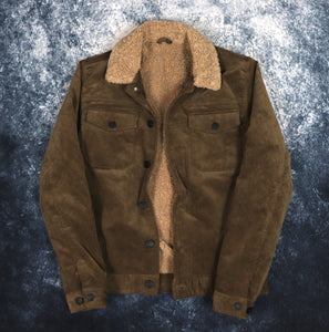 Vintage Style Brown Sherpa Lined Corduroy Trucker Jacket | Small