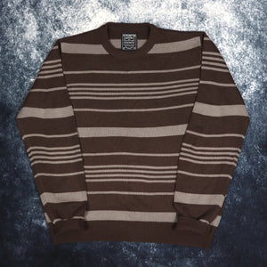 Vintage Brown Striped Jumper | Large